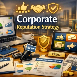 Educational course image for Corporate Reputation Strategy with branding and reputation visuals