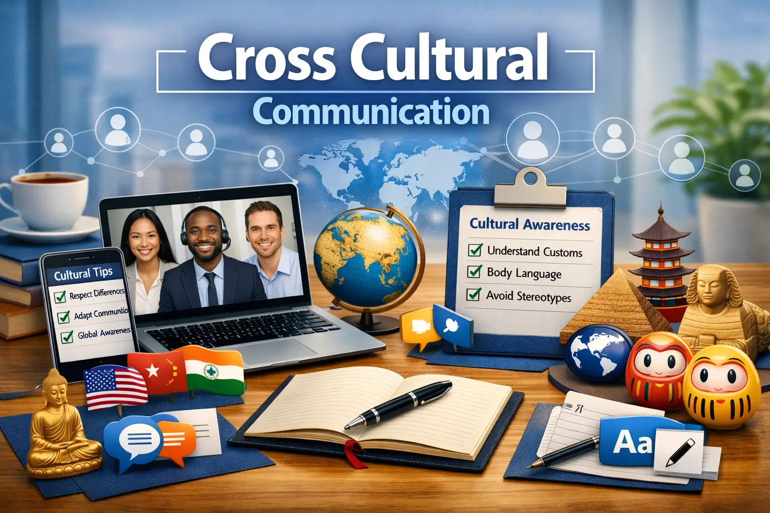 Professional course image for Cross Cultural Communication with global teamwork visuals