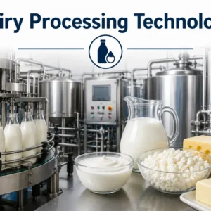 Professional banner showing Dairy Processing Technology with modern dairy industry visuals