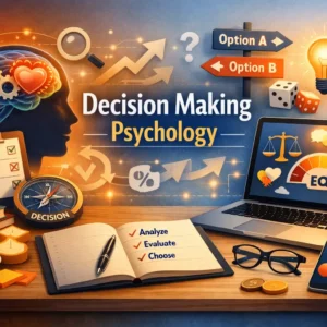 Professional Decision Making Psychology course image with brain and decision visuals