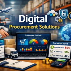 Professional Digital Procurement Solutions course image with technology and e‑procurement visuals