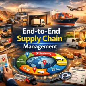 Professional course image showing End-to-End Supply Chain Management from production to delivery