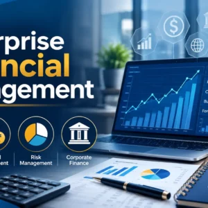 Educational banner for Enterprise Financial Management course with finance and strategy visuals