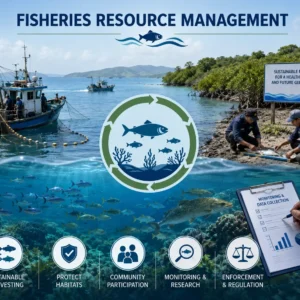 Professional banner showing Fisheries Resource Management with aquatic resource visuals