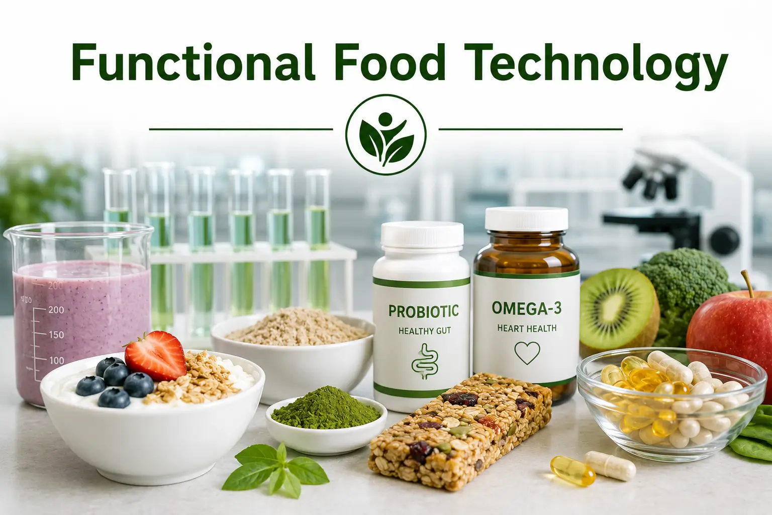 Professional banner showing Functional Food Technology with modern nutrition and food science visuals
