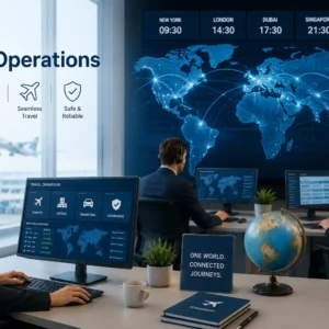 Professional educational course image for Global Travel Operations with modern visuals