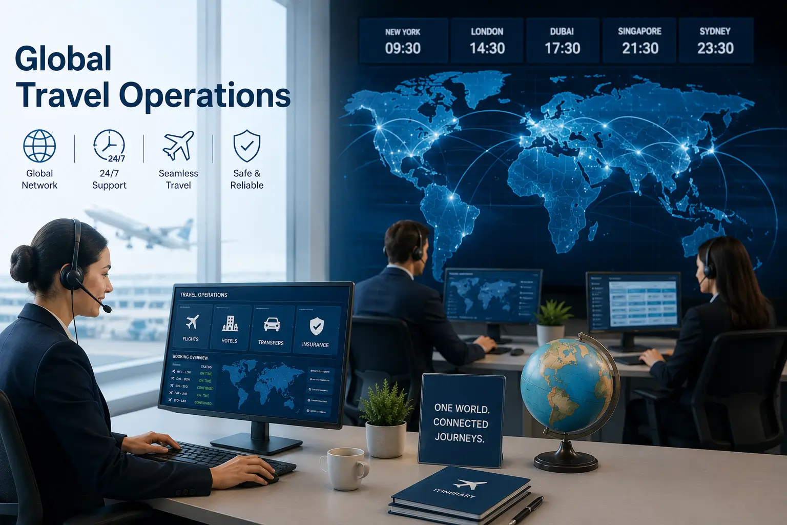 Professional educational course image for Global Travel Operations with modern visuals