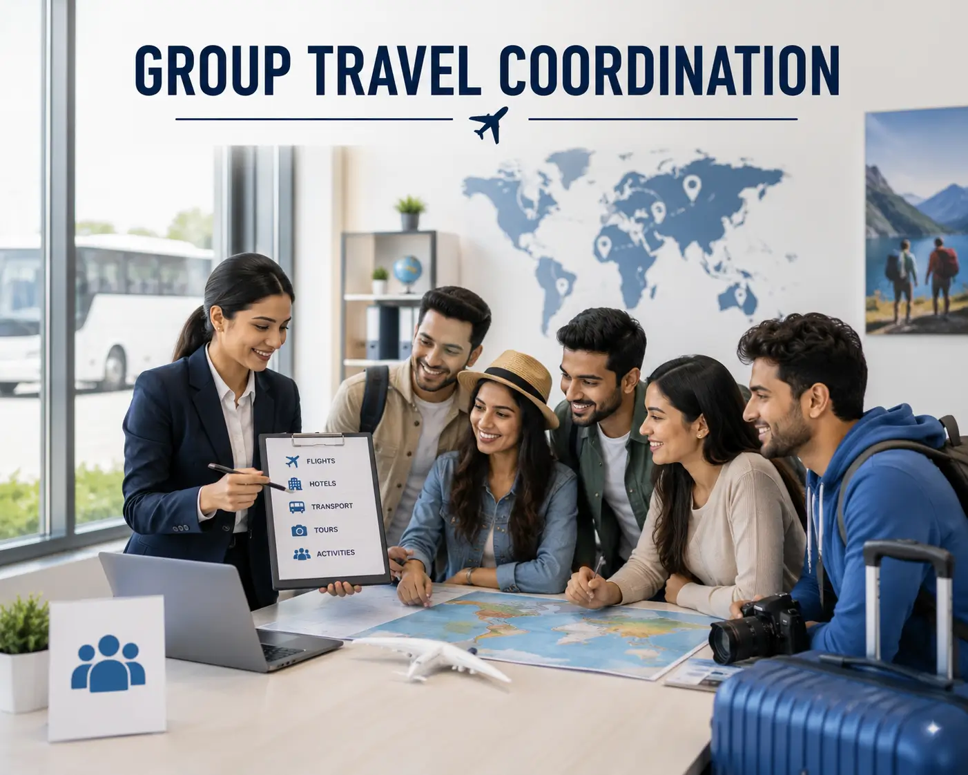 Professional educational course image for Group Travel Coordination with modern visuals