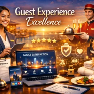 Professional Guest Experience Excellence course image with hospitality and service visuals