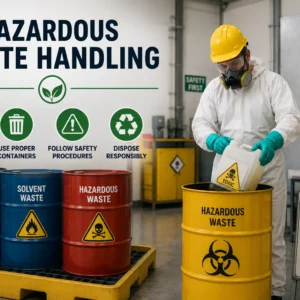 Professional educational banner for Hazardous Waste Handling course