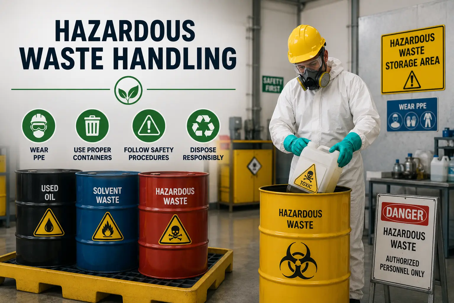 Professional educational banner for Hazardous Waste Handling course