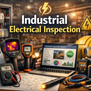 Professional Industrial Electrical Inspection course image with tools and inspection visuals
