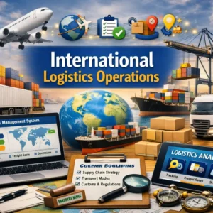 Professional course image for International Logistics Operations with global shipping visuals