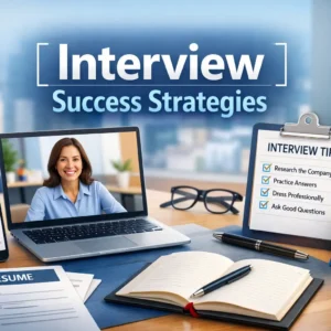 Professional course image for Interview Success Strategies with workplace visuals