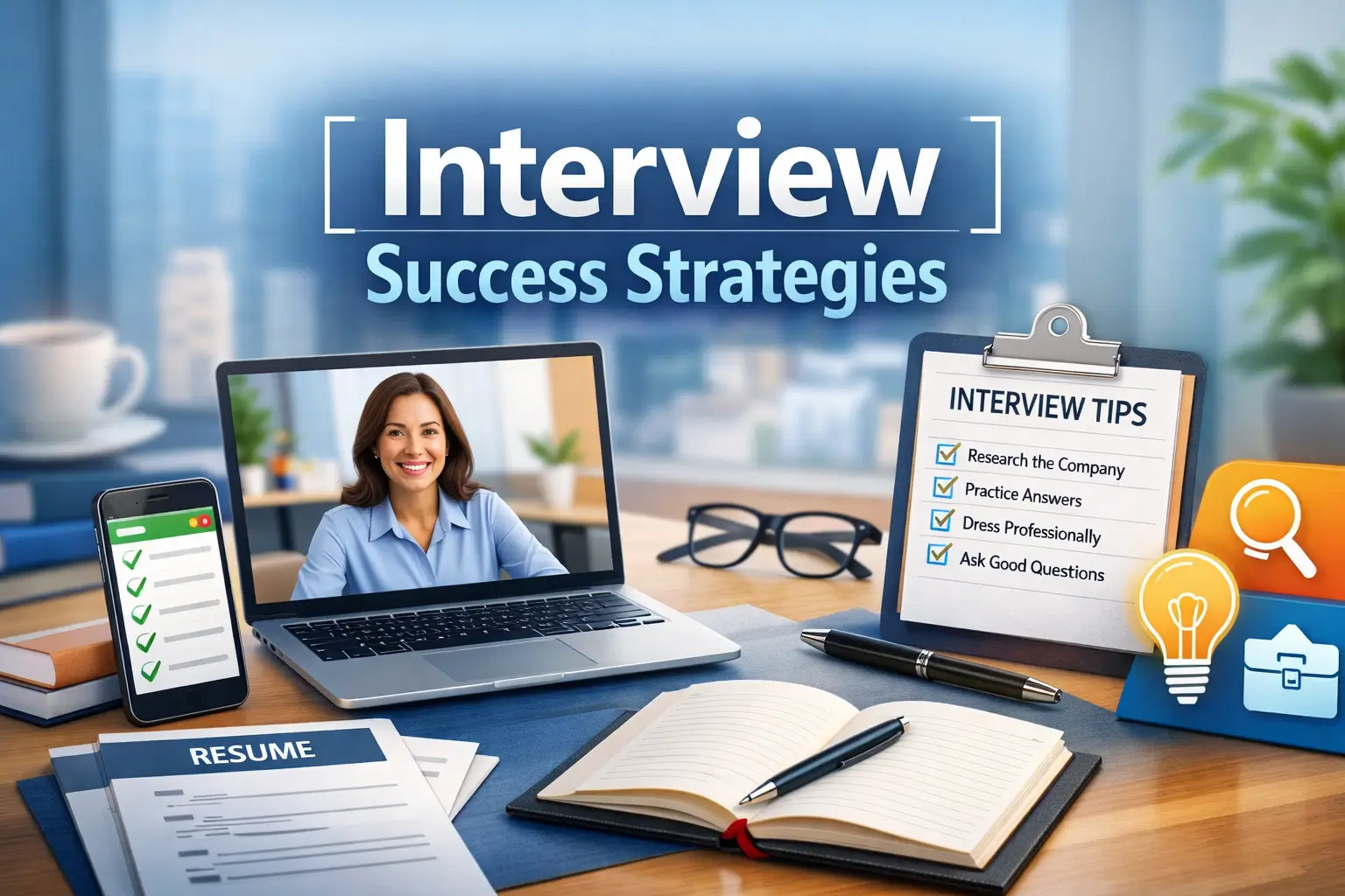 Professional course image for Interview Success Strategies with workplace visuals