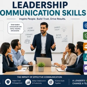 Professional course image for Leadership Communication Skills with communication and leadership visuals