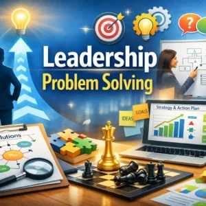 Professional Leadership Problem Solving course image with teamwork and strategy visuals
