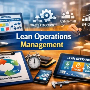 Professional Lean Operations Management course image with efficiency and improvement visuals
