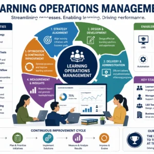 Professional course image for Learning Operations Management with workplace learning and operations visuals