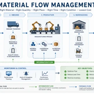 Professional course image showing Material Flow Management and production flow optimization