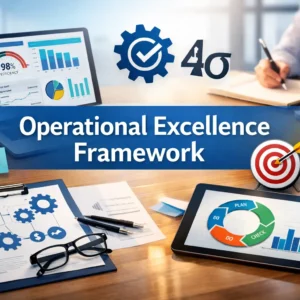 Professional Operational Excellence Framework course image with strategy and improvement visuals