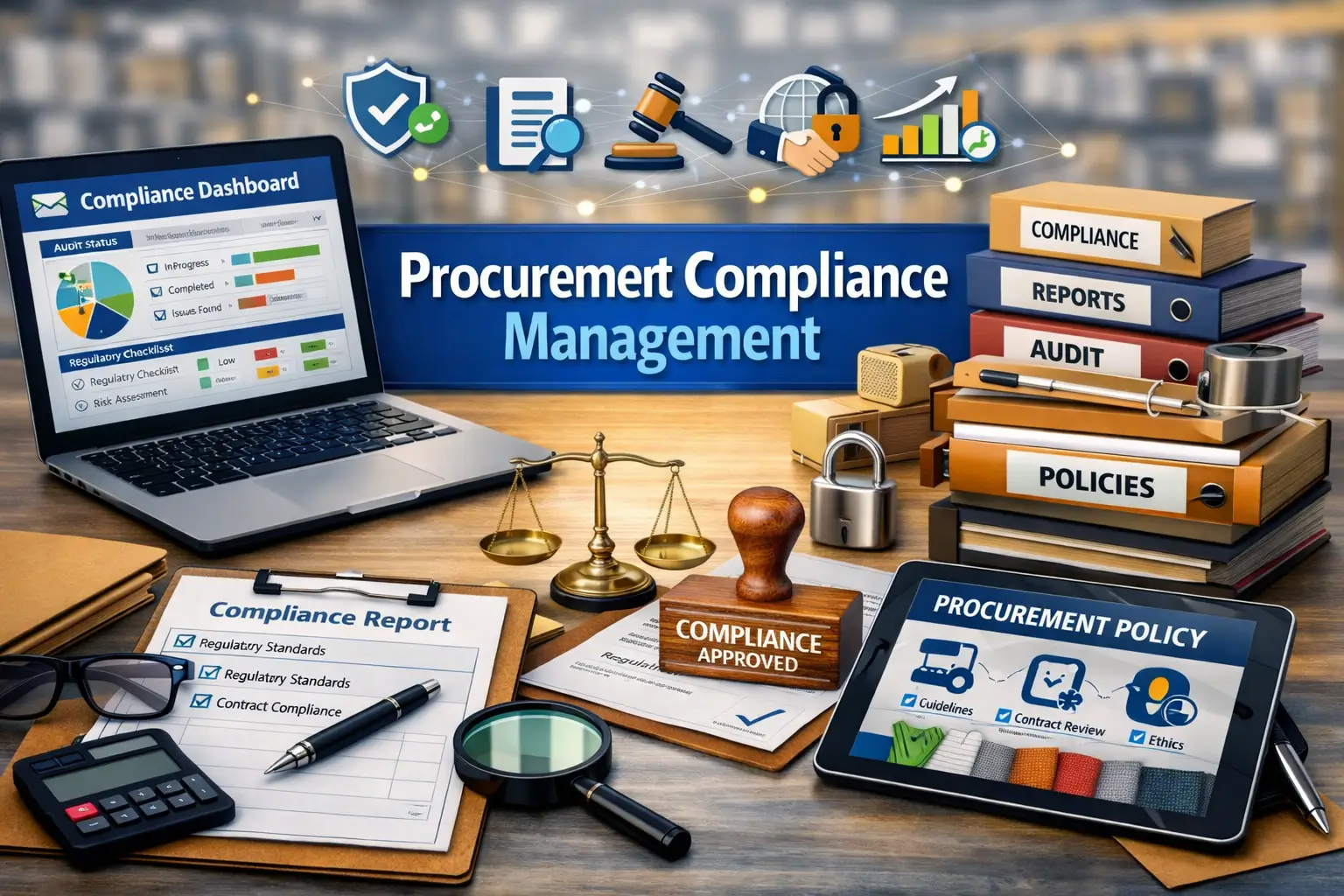 Professional course image for Procurement Compliance Management with compliance visuals