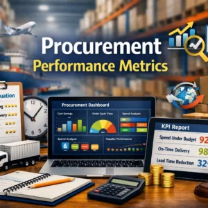 Professional Procurement Performance Metrics course image with supplier and analytics visuals Learn Procurement Performance Metrics to evaluate supplier performance and cost efficiency