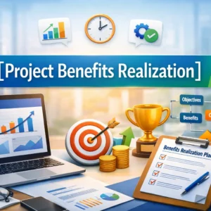 Professional course image for Project Benefits Realization with workplace visuals