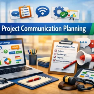 Educational course image for Project Communication Planning with communication visuals
