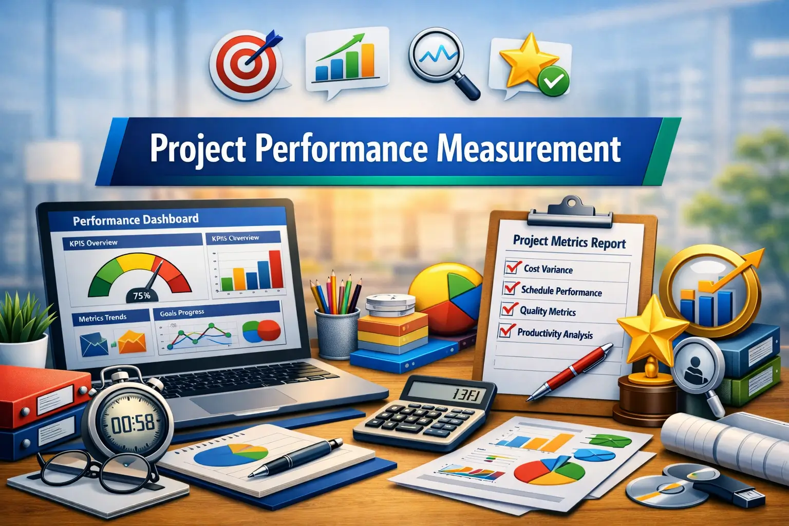 Educational course image for Project Performance Measurement with KPI visuals