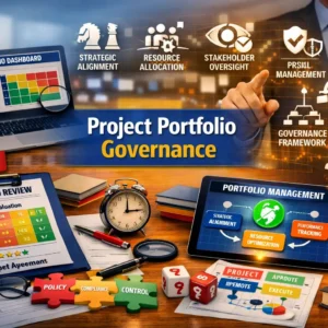 Professional Project Portfolio Governance course image with governance and portfolio management visuals