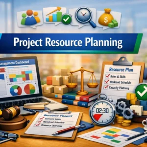 Educational course image for Project Resource Planning with resource visuals
