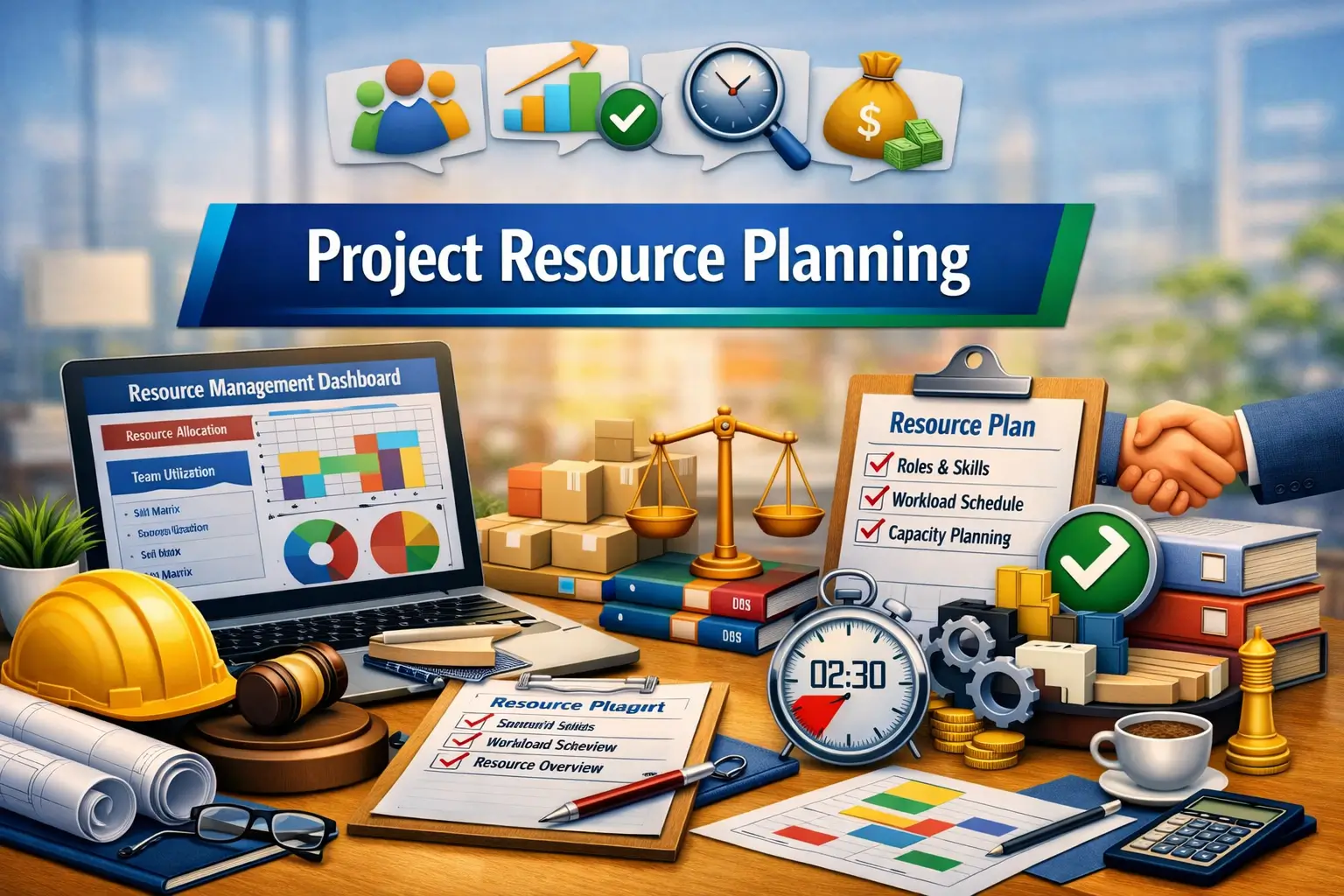 Educational course image for Project Resource Planning with resource visuals