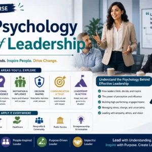 Professional course image for Psychology of Leadership with leadership and psychology visuals