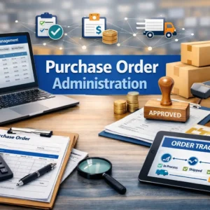 Professional course image for Purchase Order Administration with order tracking visuals