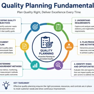 Professional course image showing Quality Planning Fundamentals and process control tools