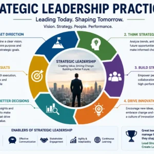 Professional course image for Strategic Leadership Practices with leadership and strategy visuals