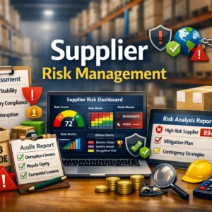 Professional Supplier Risk Management course image with risk assessment and supplier visuals