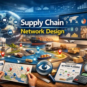 Professional course image showing Supply Chain Network Design and logistics planning visuals