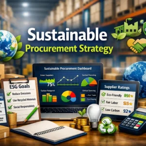 Professional Sustainable Procurement Strategy course image with eco‑friendly and supplier visuals