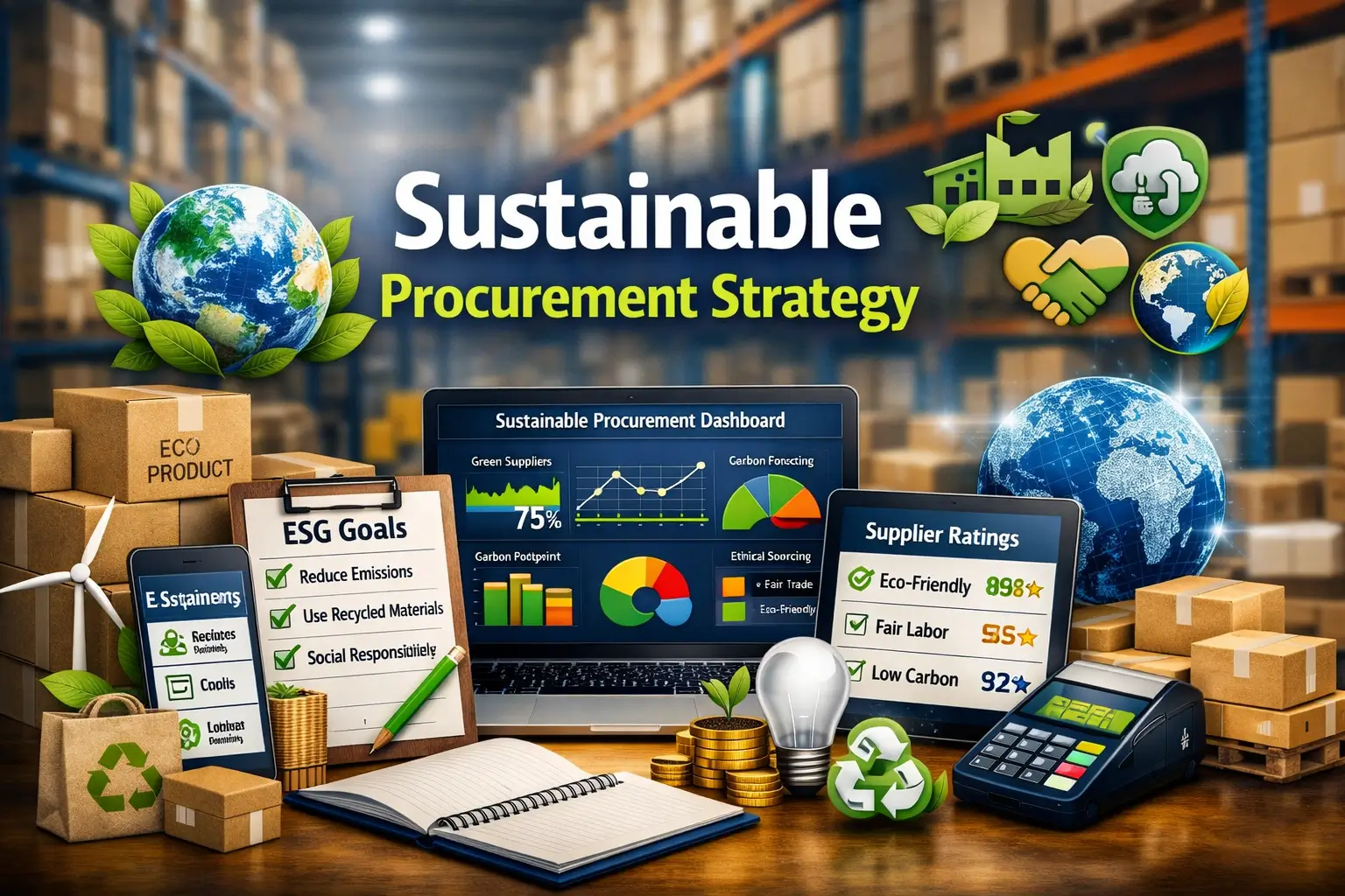 Professional Sustainable Procurement Strategy course image with eco‑friendly and supplier visuals