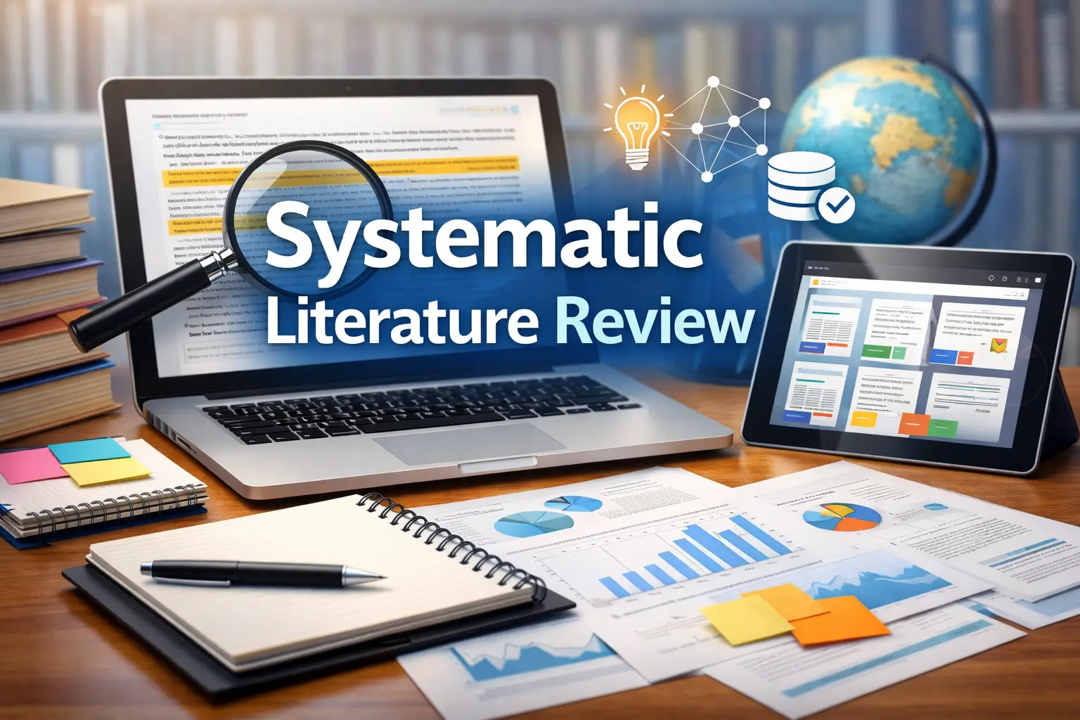 Professional course image for Systematic Literature Review with research visuals