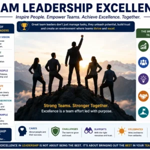 Professional course image for Team Leadership Excellence with teamwork and leadership visuals