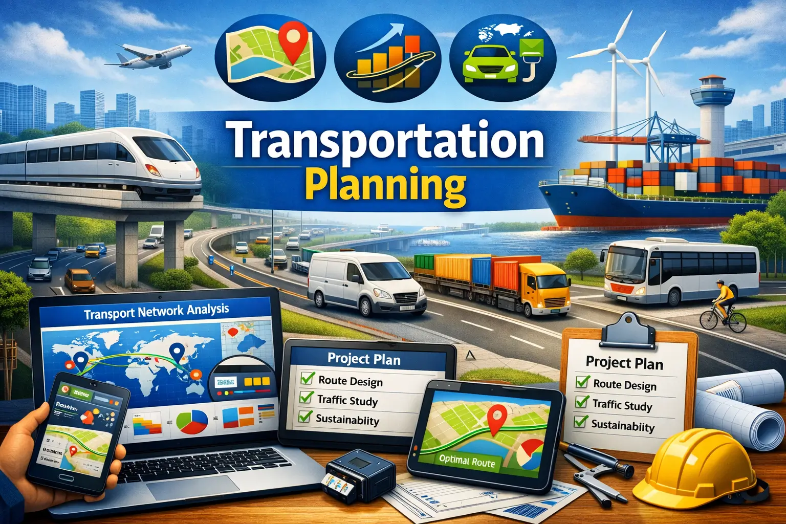 Professional course image showing Transportation Planning and smart mobility systems