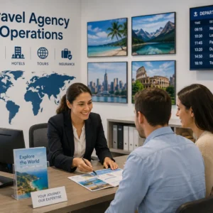 Professional educational course image for Travel Agency Operations with modern visuals