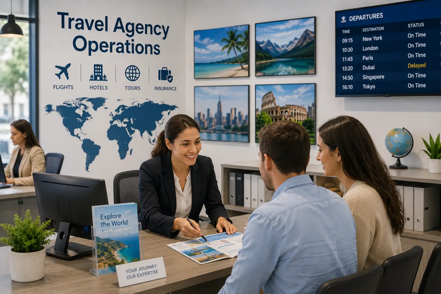 Professional educational course image for Travel Agency Operations with modern visuals