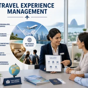 Professional educational course image for Travel Experience Management with modern visuals