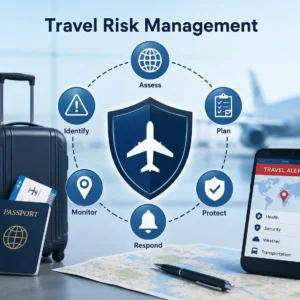 Professional educational course image for Travel Risk Management with modern visuals