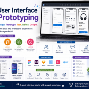 Professional course image for User Interface Prototyping with UI design visuals