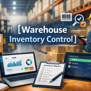 Professional Warehouse Inventory Control course image with inventory and logistics visuals